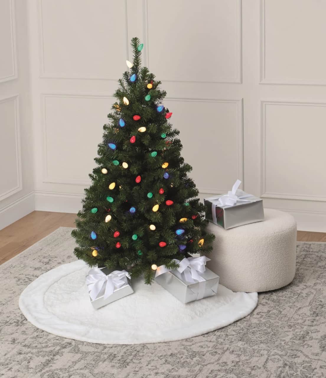 4ft. Pre-Lit Lakewood Spruce Artifical Christmas Tree, C7 Multicolor LED Lights by Ashland®